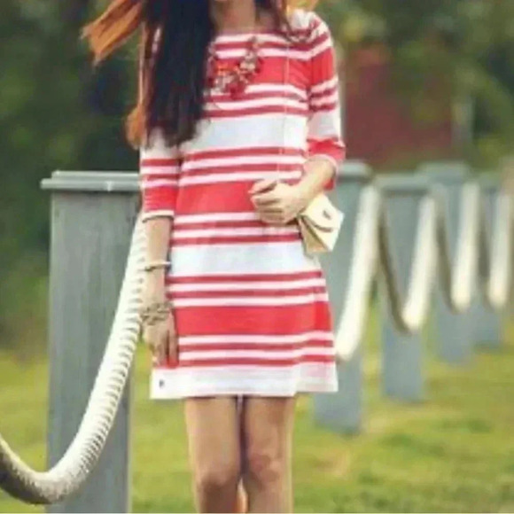 Lilly Pulitzer coral/white striped cotton coverup/sundress Size Small - Picture 1 of 5